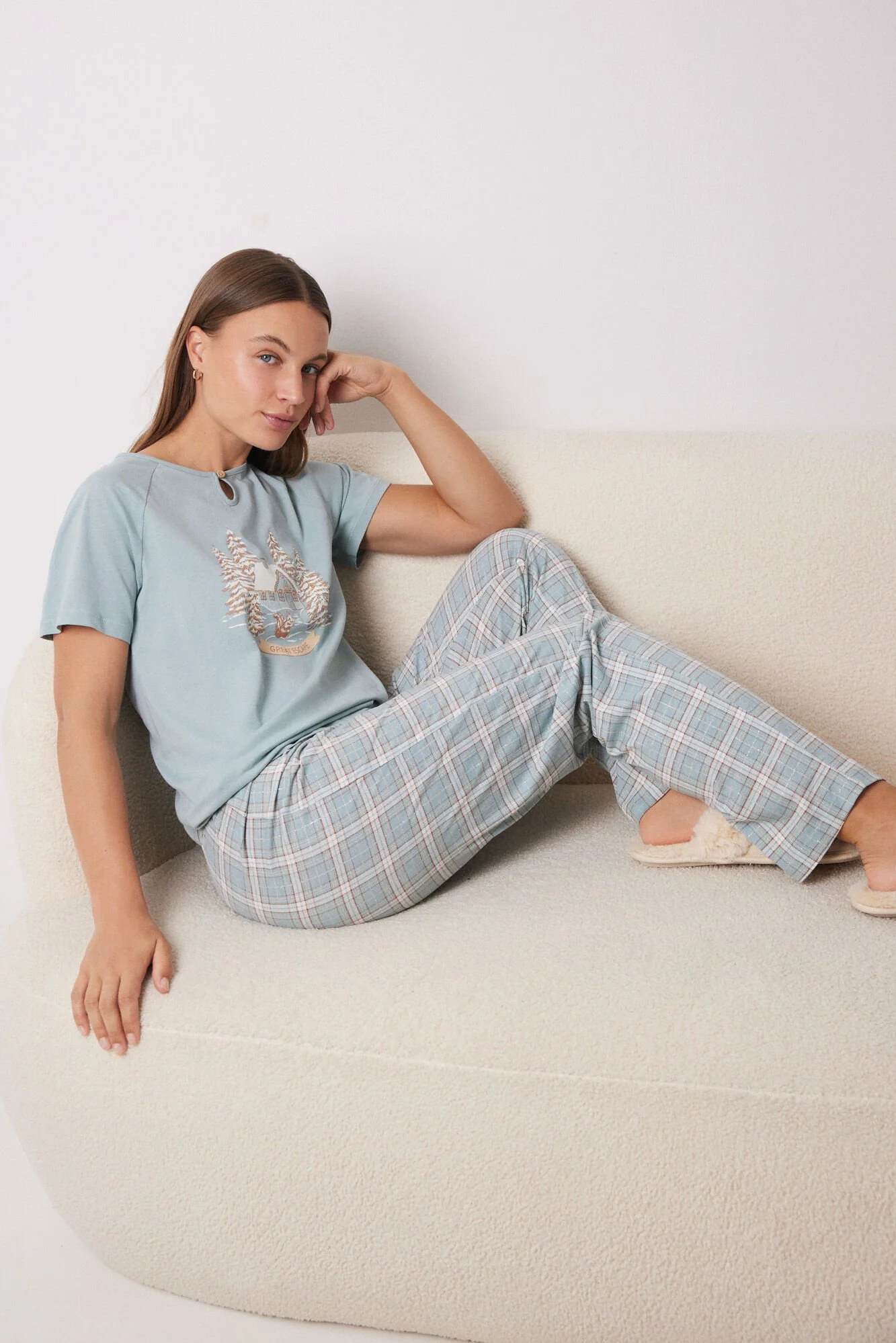 100% cotton Christmas checkered pajamas - Image 5