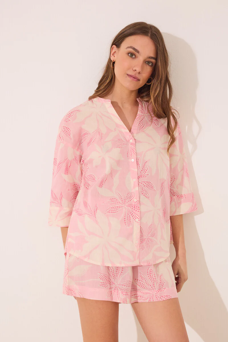 100% cotton voile classic pyjamas with floral print - Image 3