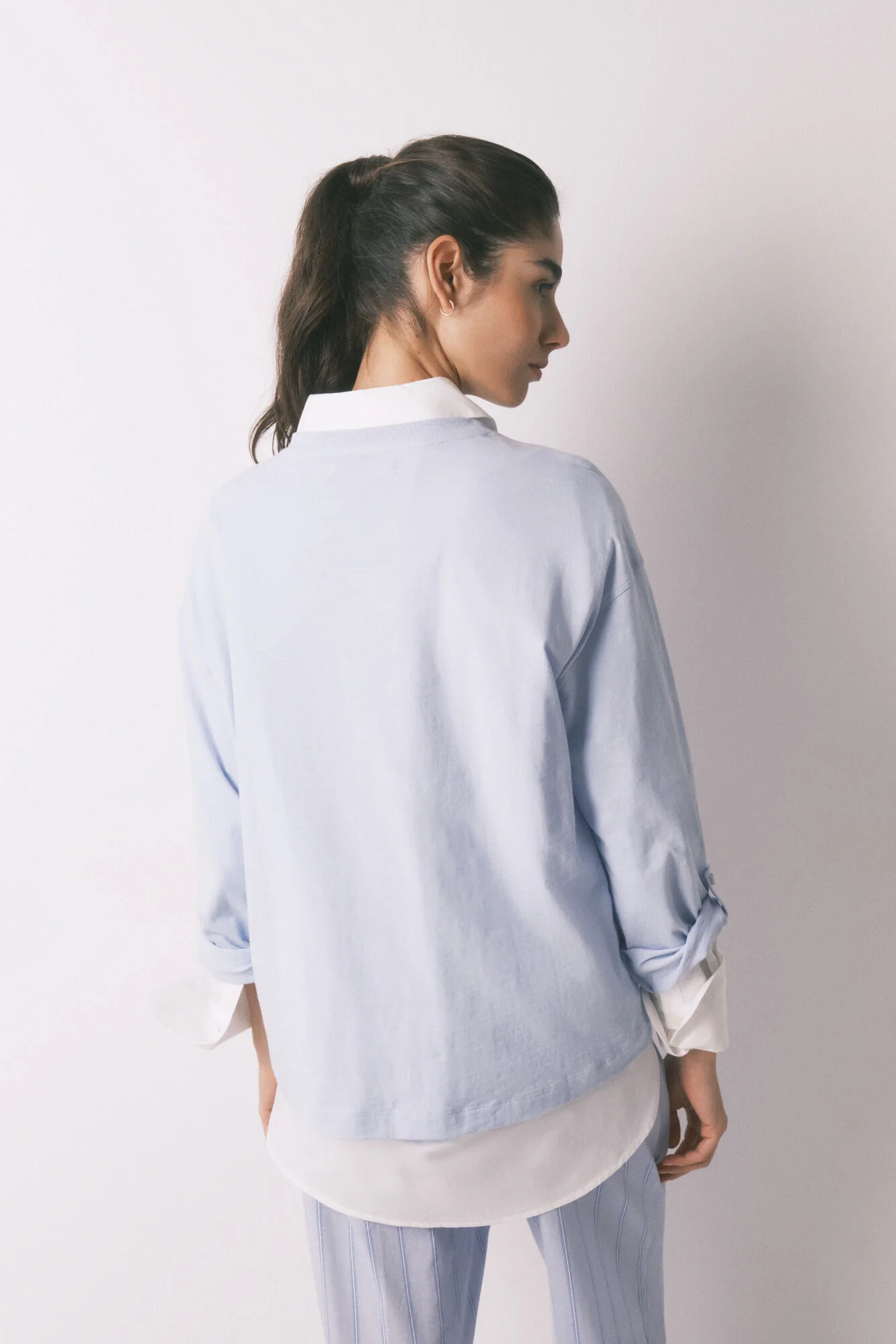 Blue 100% cotton long sleeve T-shirt - Image 2