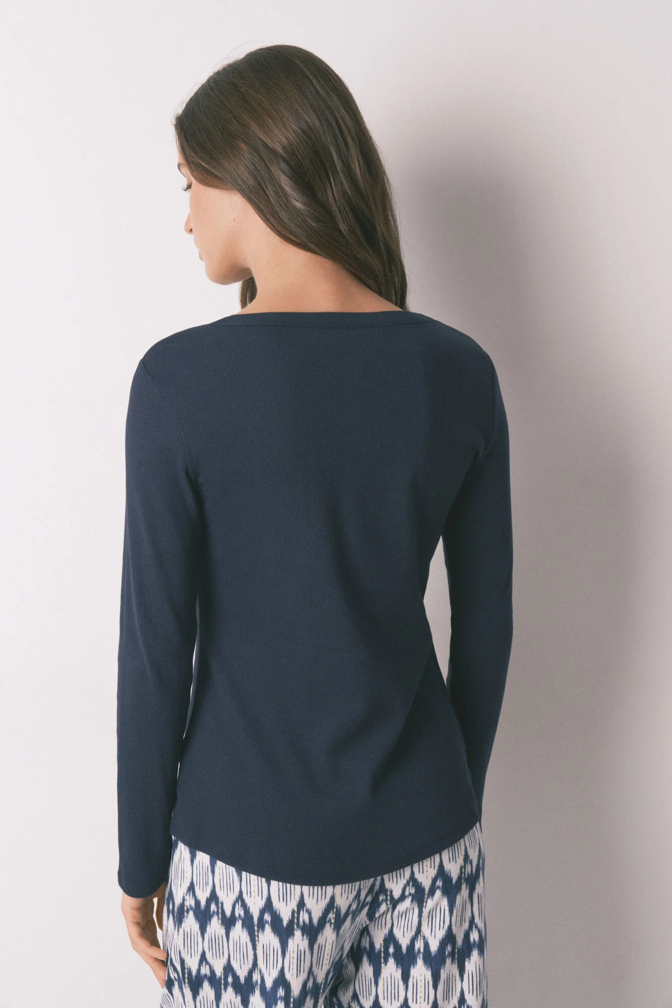 Blue cotton long sleeve T-shirt - Image 4