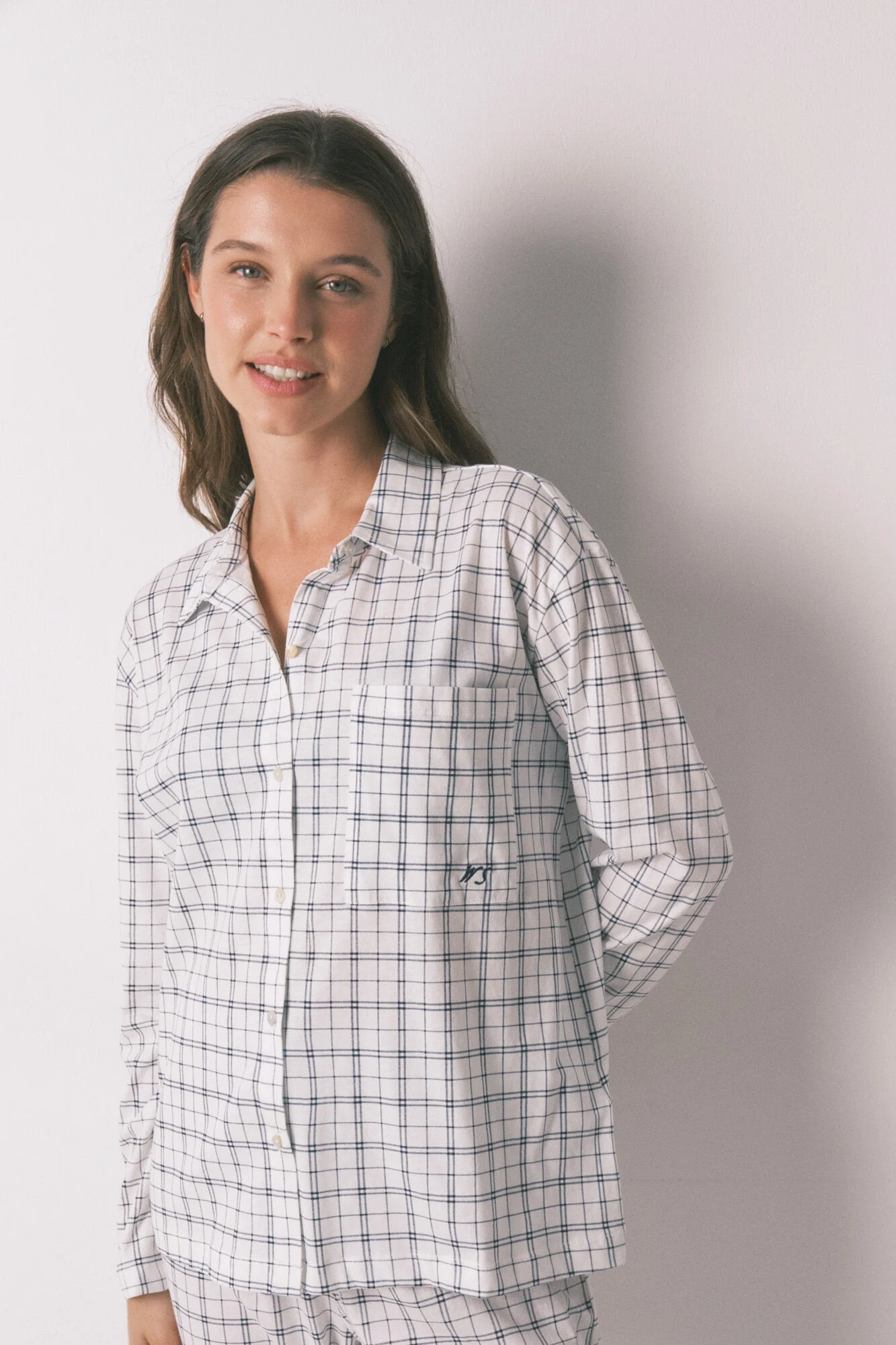 Blue cotton plaid classic pyjamas - Image 4