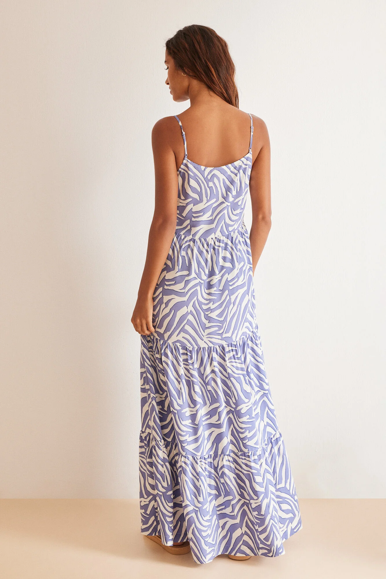 Long blue zebra ruffle dress - Image 3