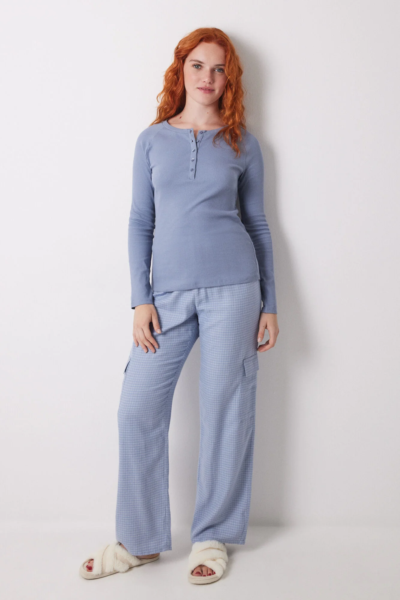Blue ribbed long sleeve T-shirt - Image 4