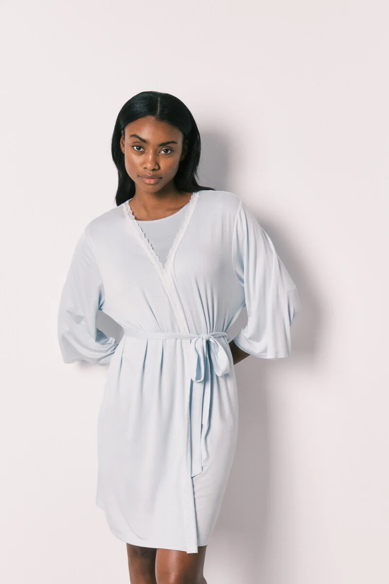 Blue viscose midi robe with a soft feel - Image 4