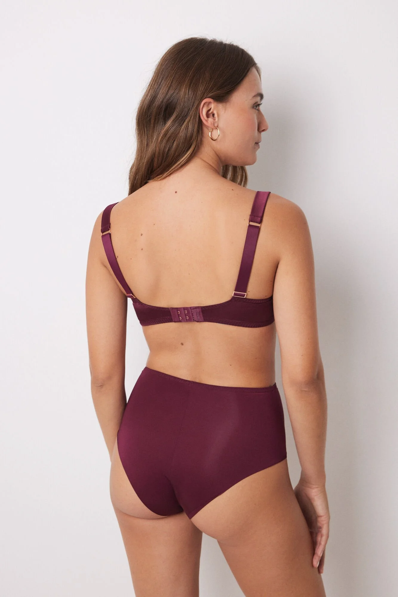 Burgundy satin high-waist briefs - Image 7