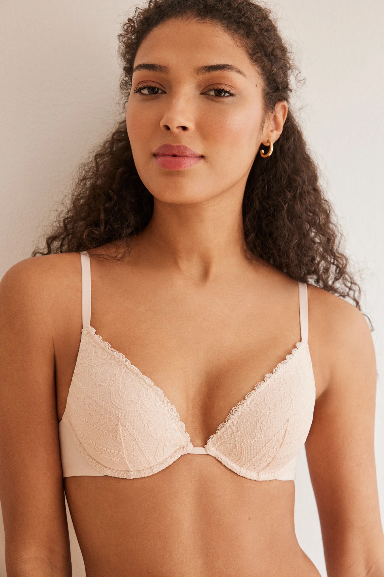 GORGEOUS pink lace and microfibre push-up bra - Image 4