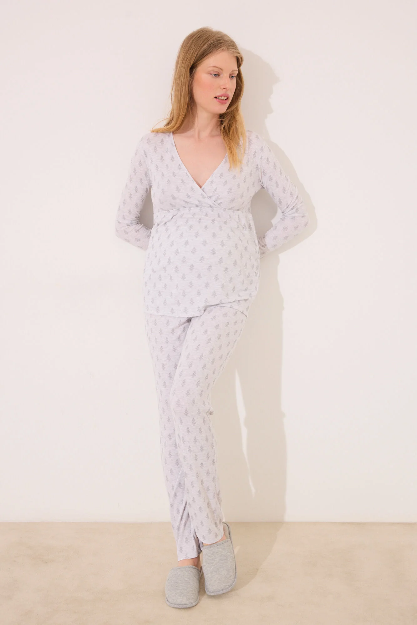 Gray soft touch maternity pyjamas