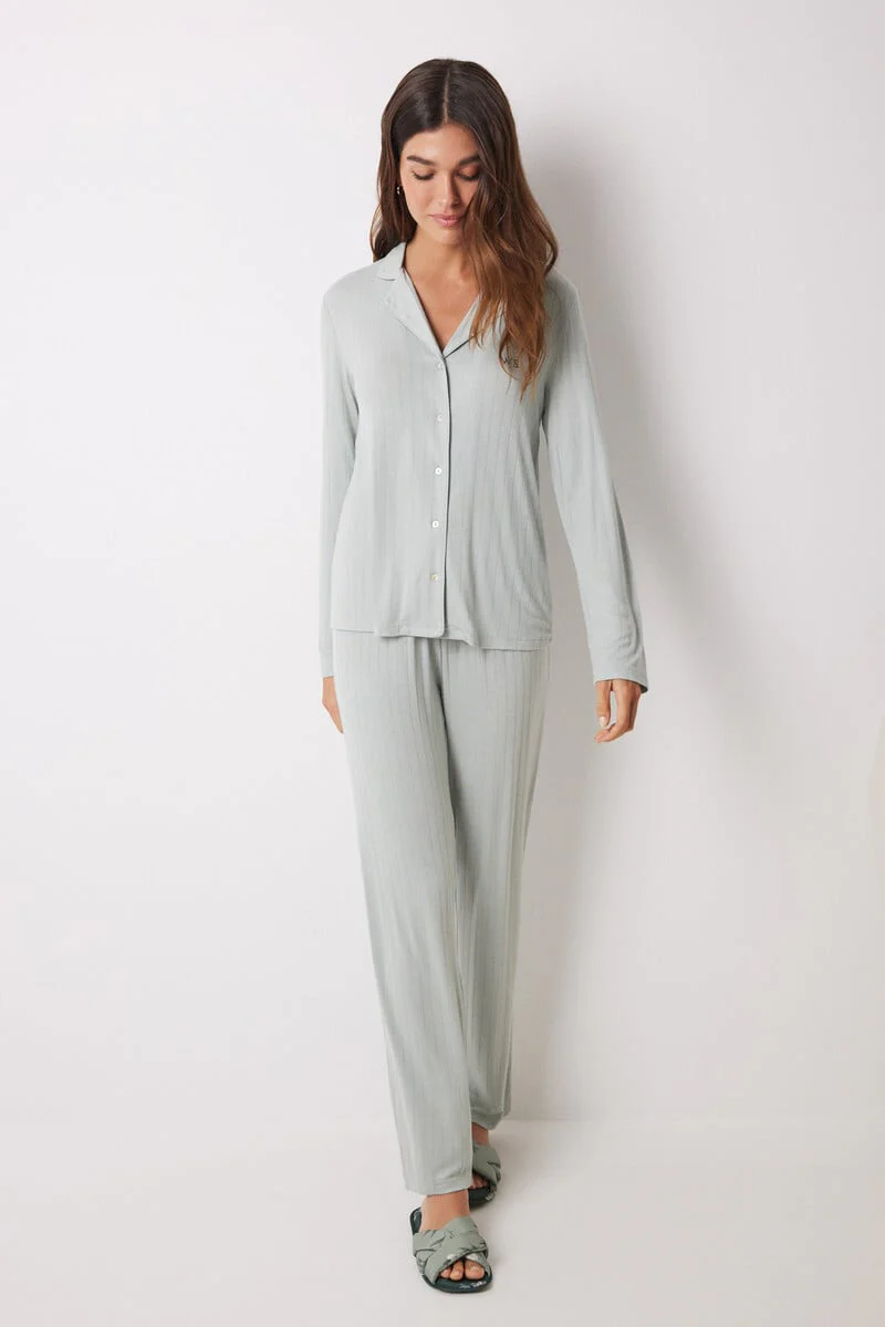Green soft touch long shirt pajamas - Image 3