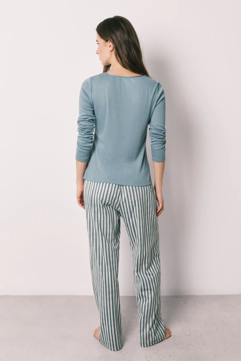 Green striped long pyjamas - Image 4