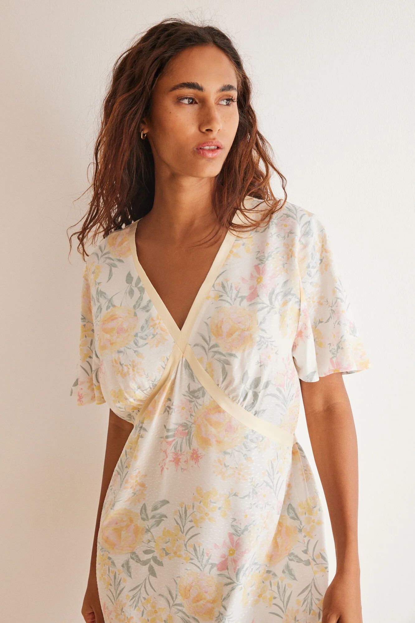 Floral print viscose midi dress - Image 4