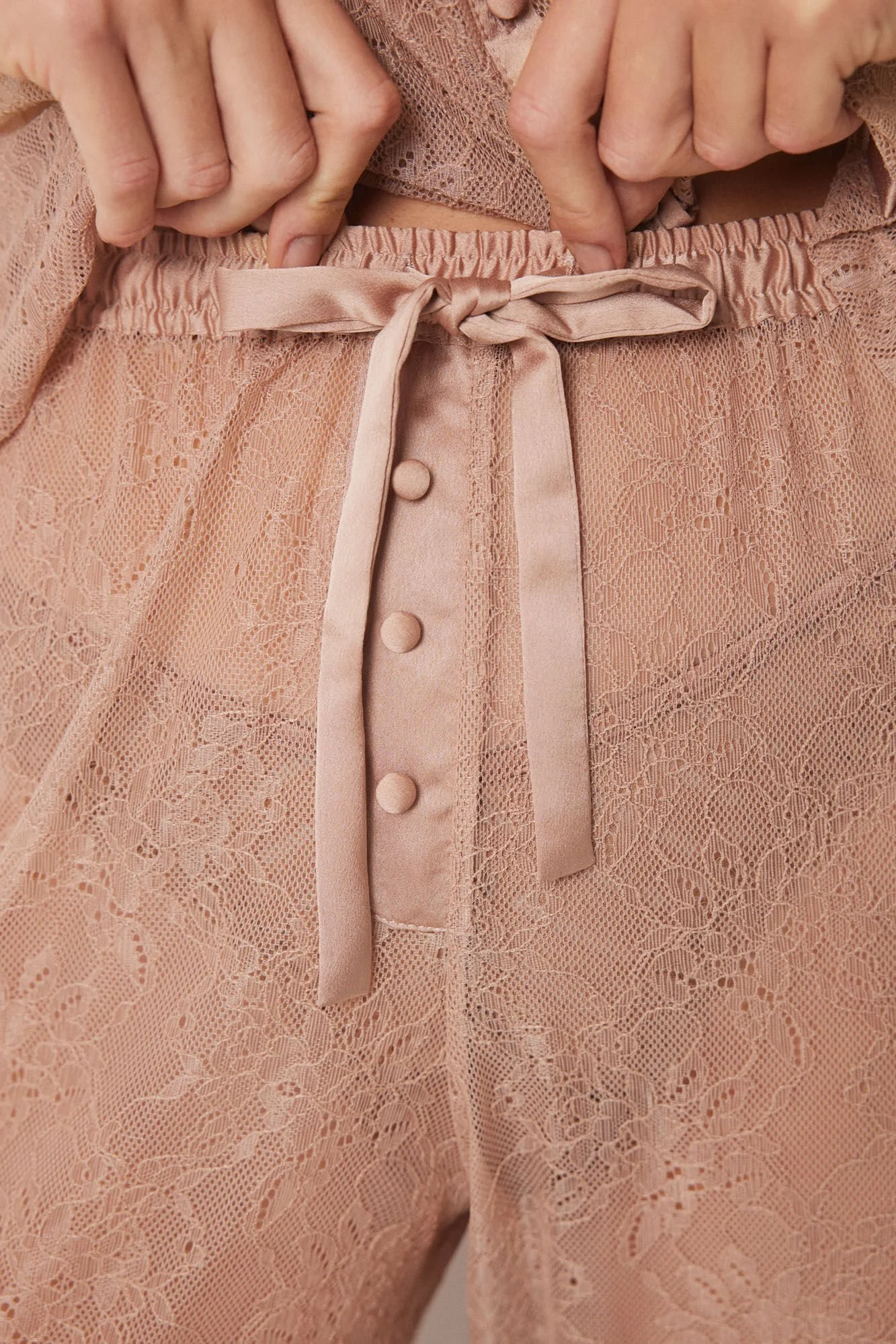 Long nude lace pajamas - Image 2