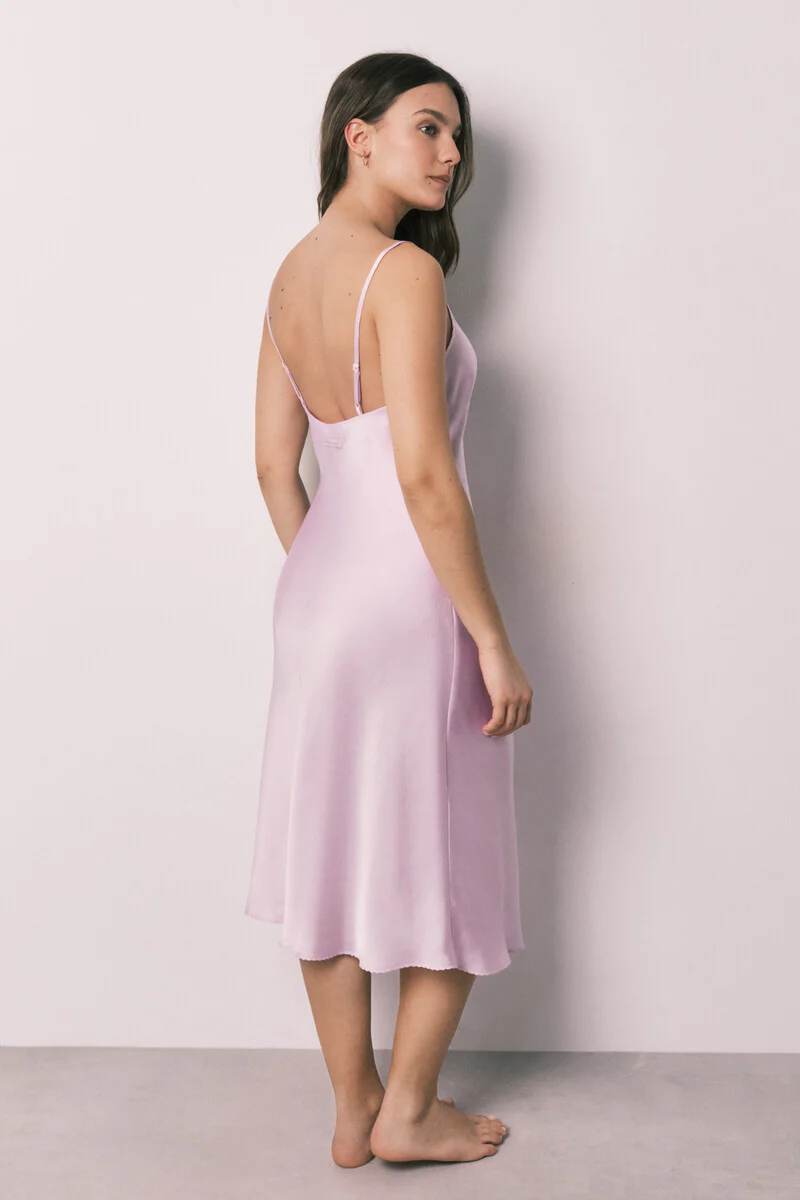 Lilac satin strappy midi nightgown - Image 4