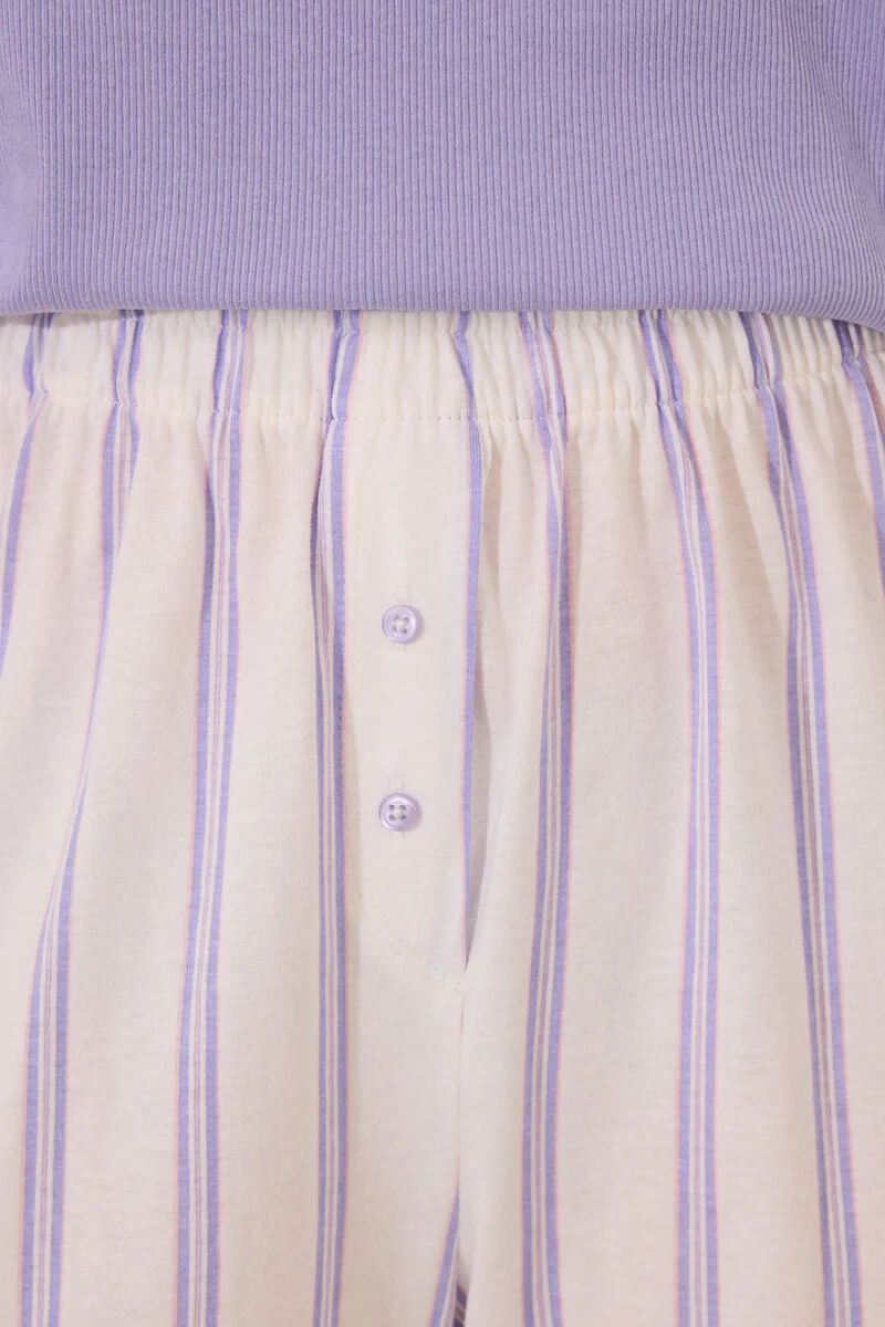 Lilac striped cotton lounge pyjamas - Image 5