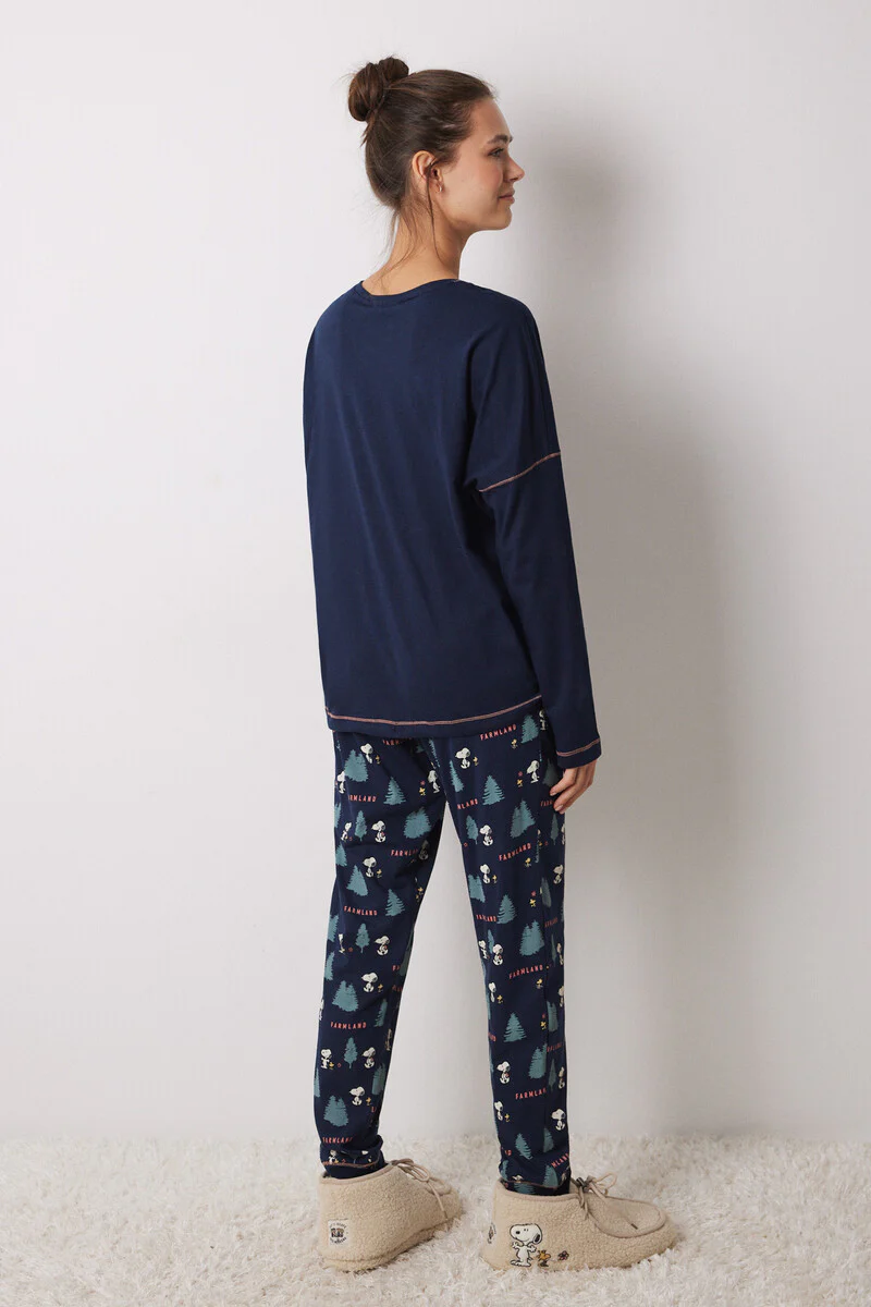 Long 100% cotton blue Snoopy pajamas - Image 2