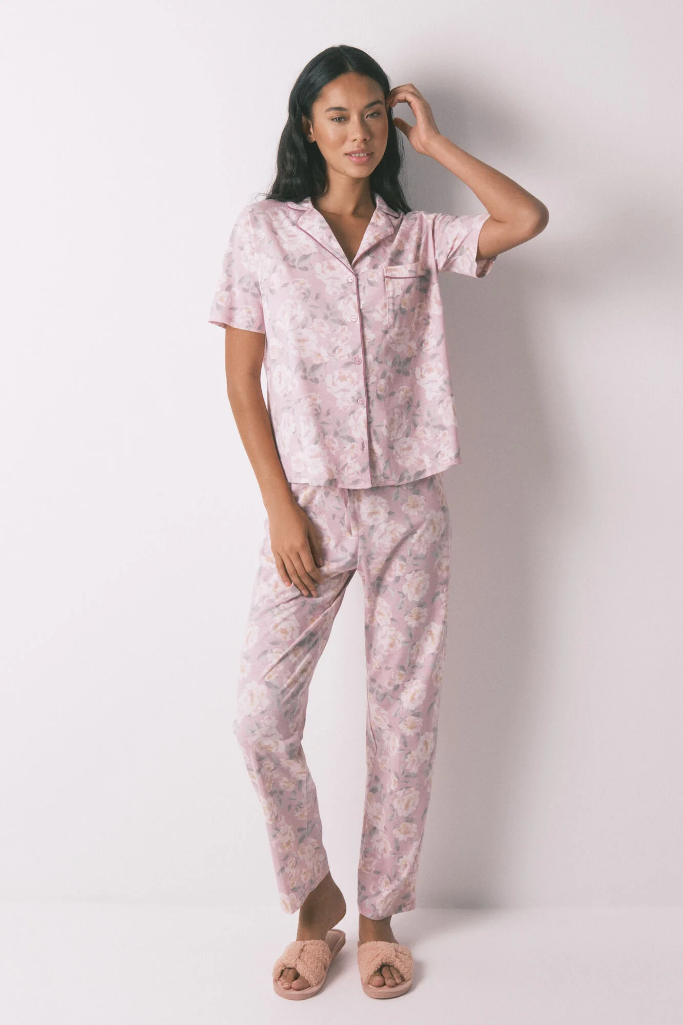 Long 100% cotton floral classic pyjamas - Image 2