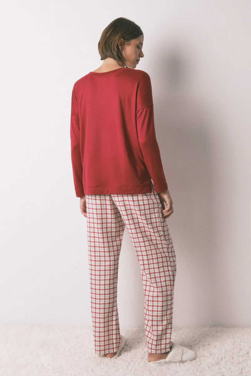 Long white plaid print trouser - Image 4