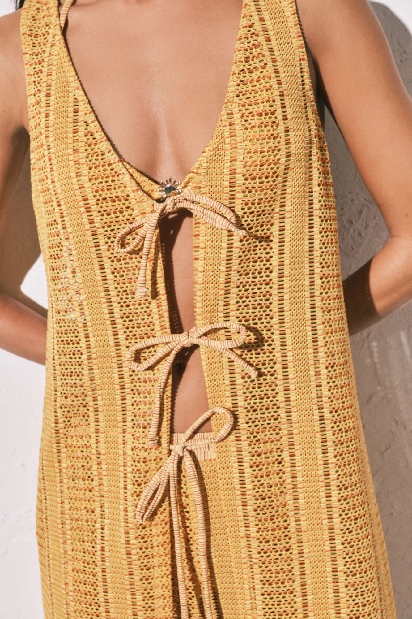 Multicoloured crochet long open tunic - Image 7