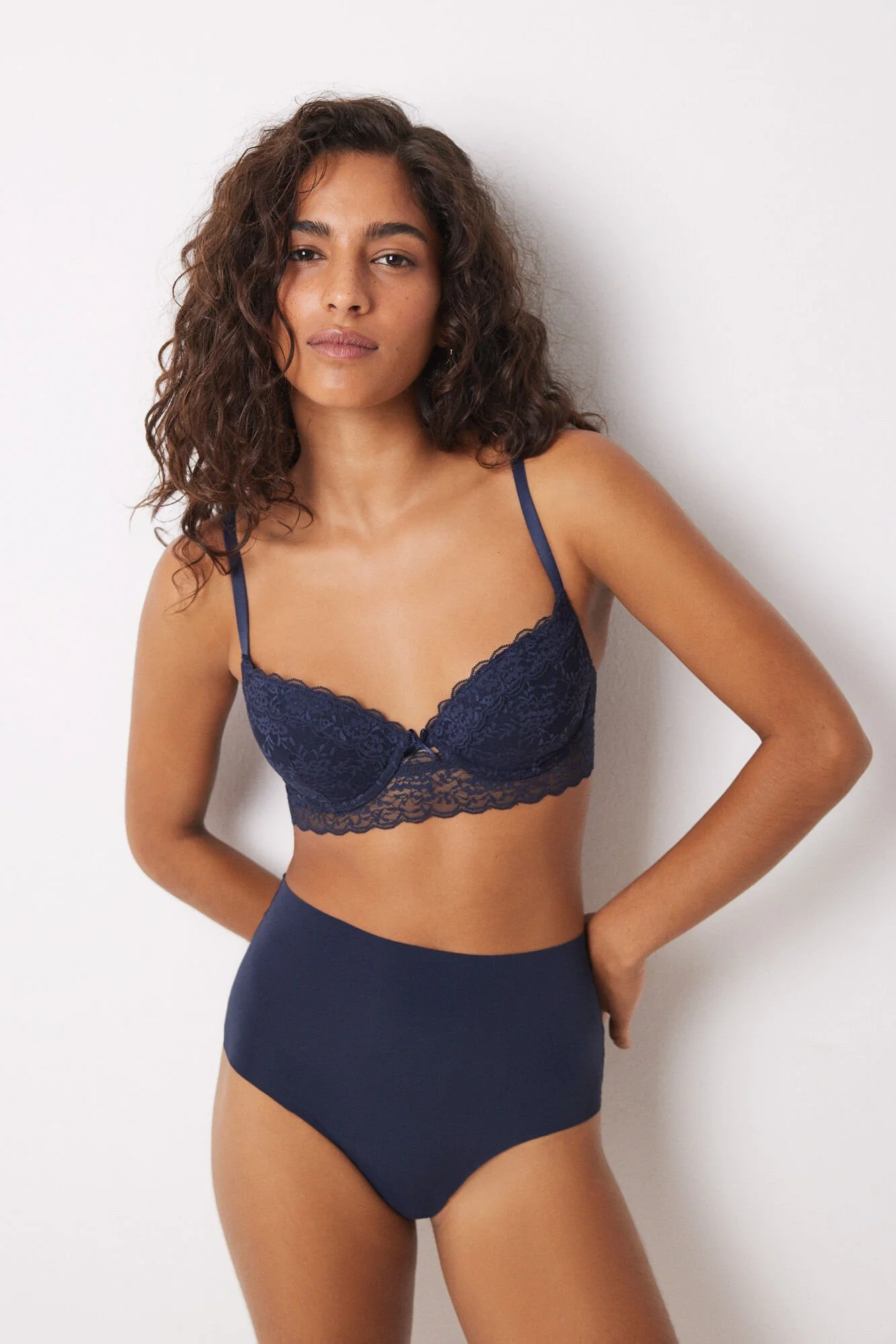 Navy blue microfibre high waist panty - Image 4