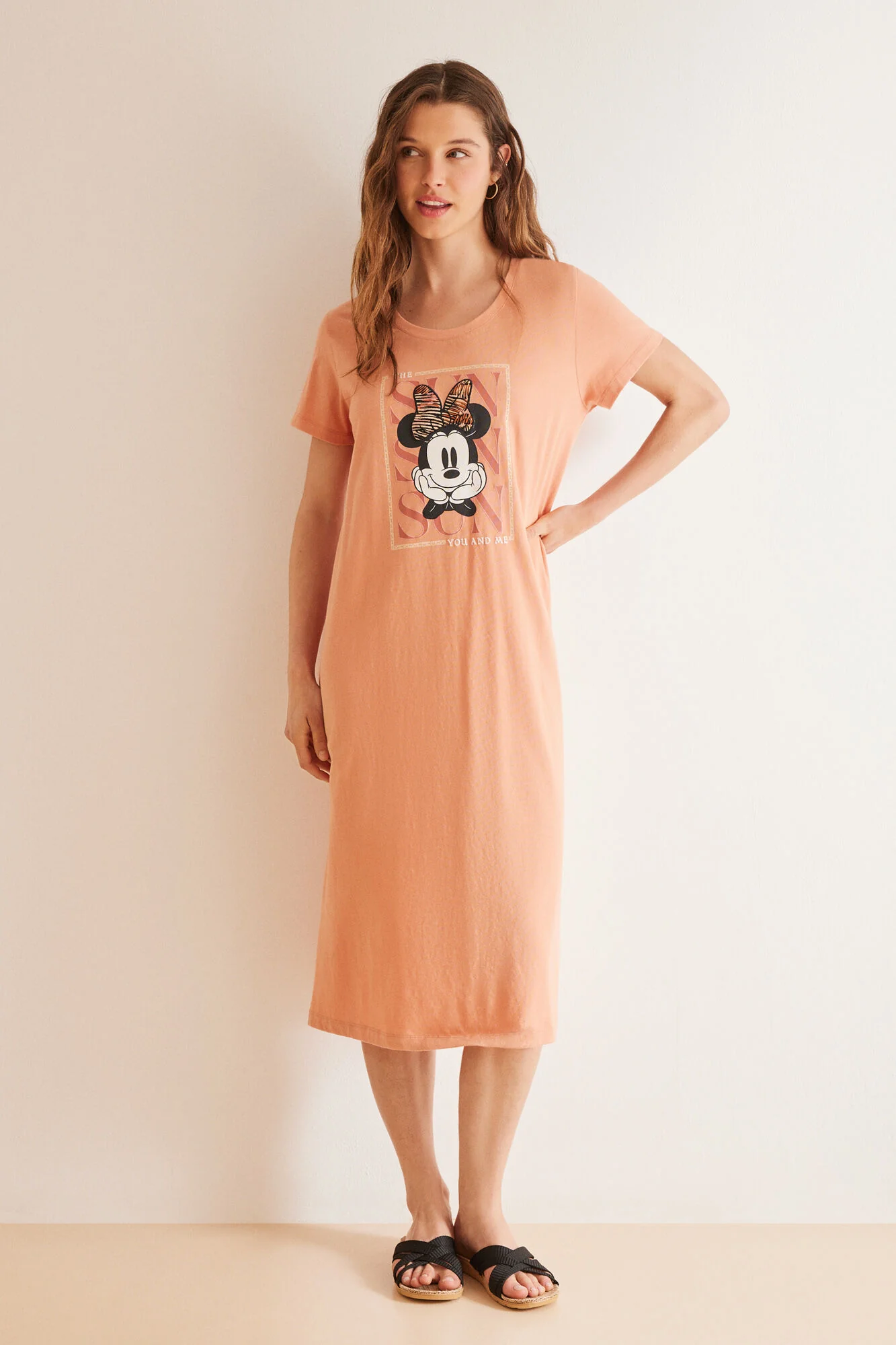 100% Cotton ochre midi nightgown - Image 3