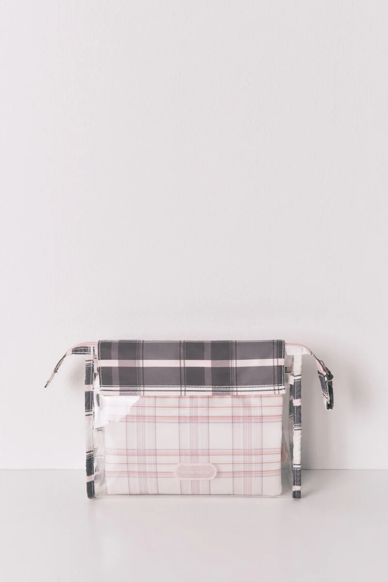 Pack of 3 Stitch check print vanity cases - Image 4