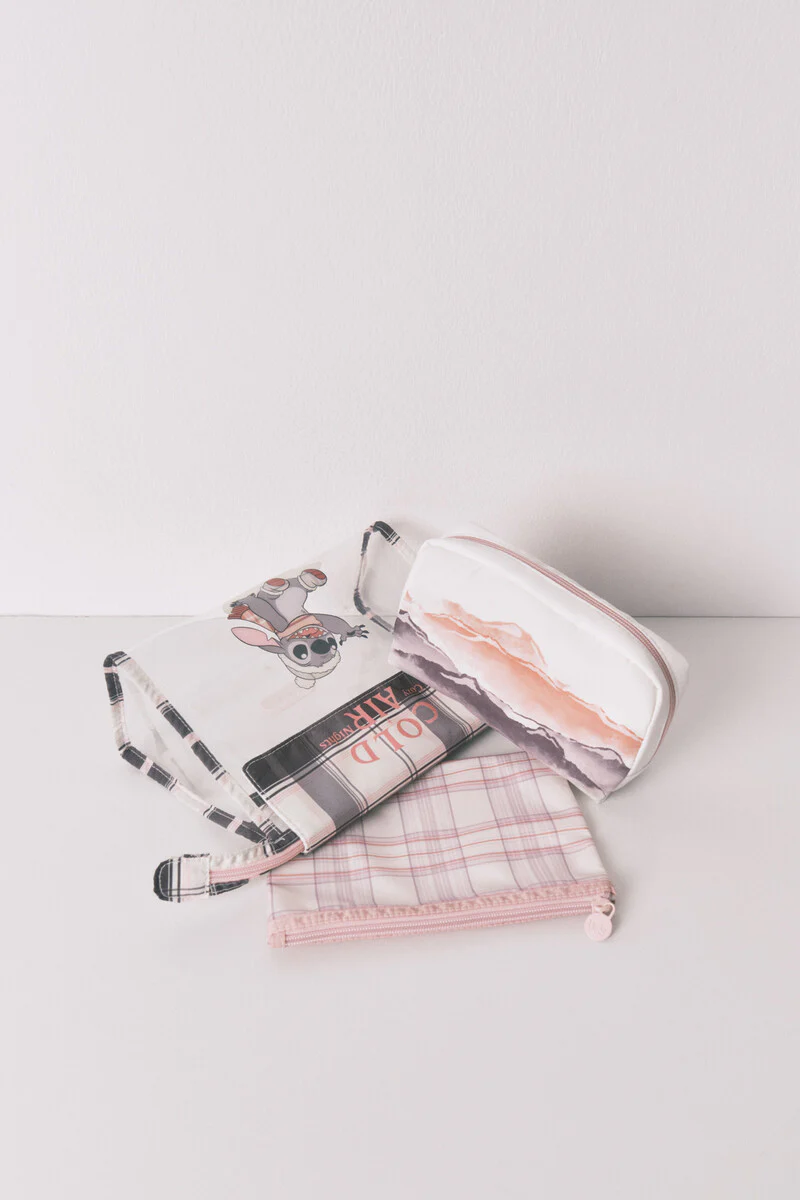 Pack of 3 Stitch check print vanity cases - Image 5
