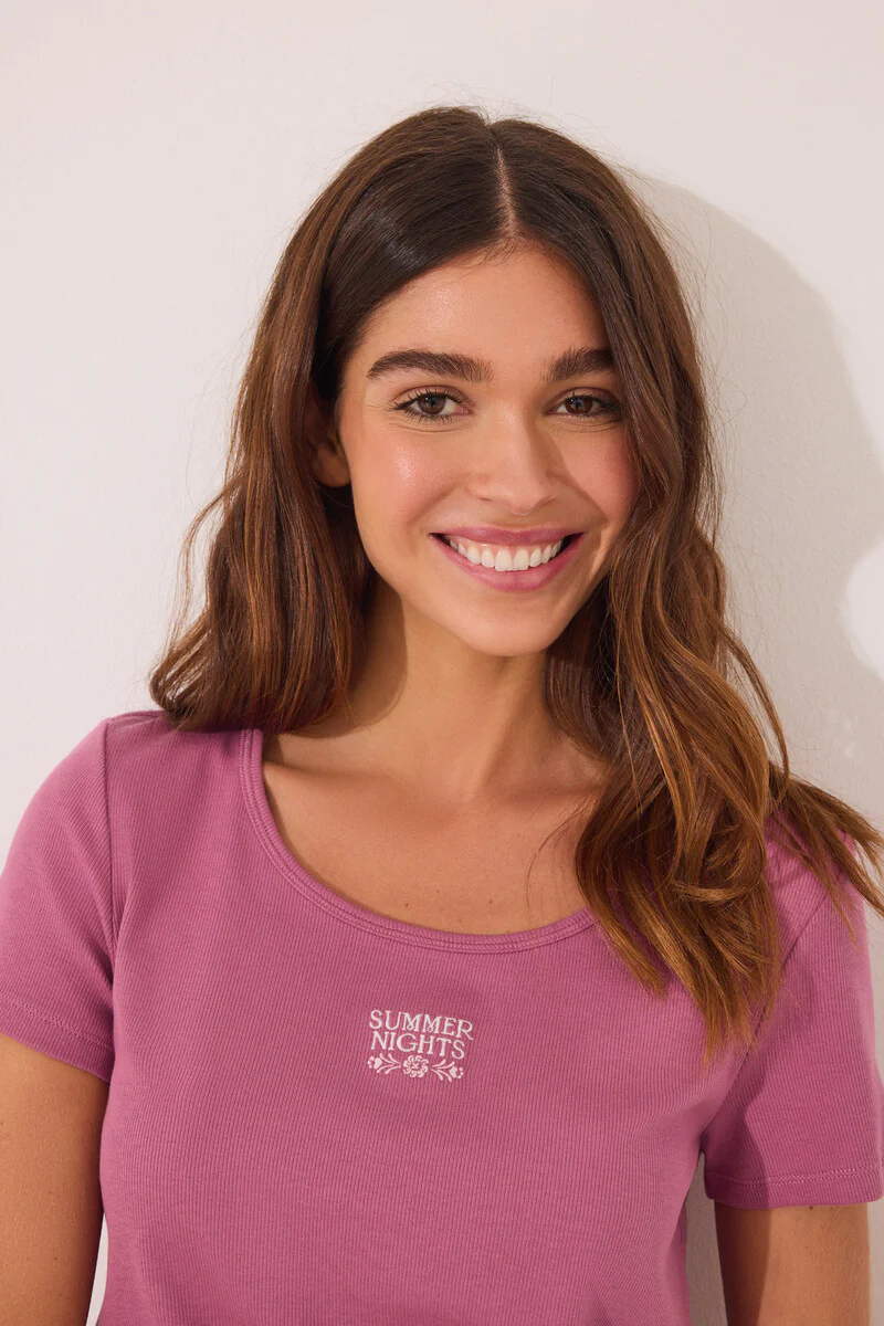 Pink cotton short sleeve sleeved pyjamas - Image 4