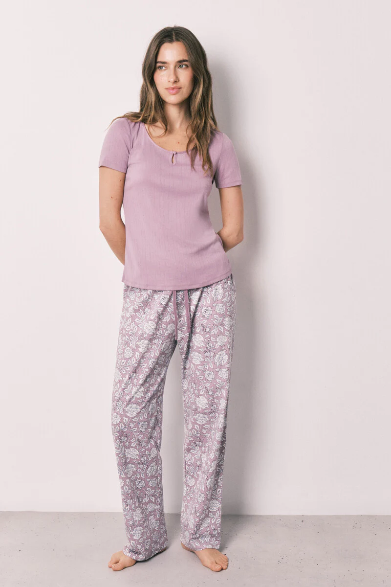Pink floral print pyjamas