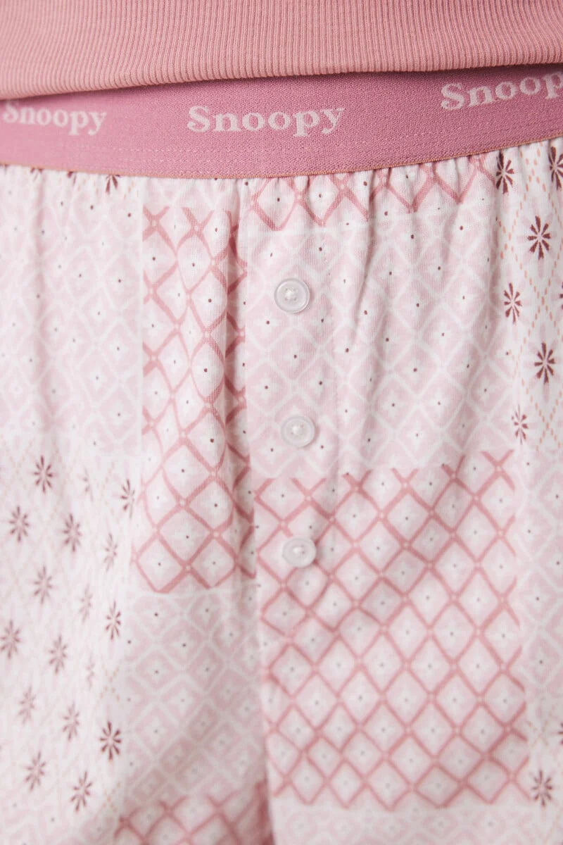 Pink Snoopy long cotton pajamas - Image 5