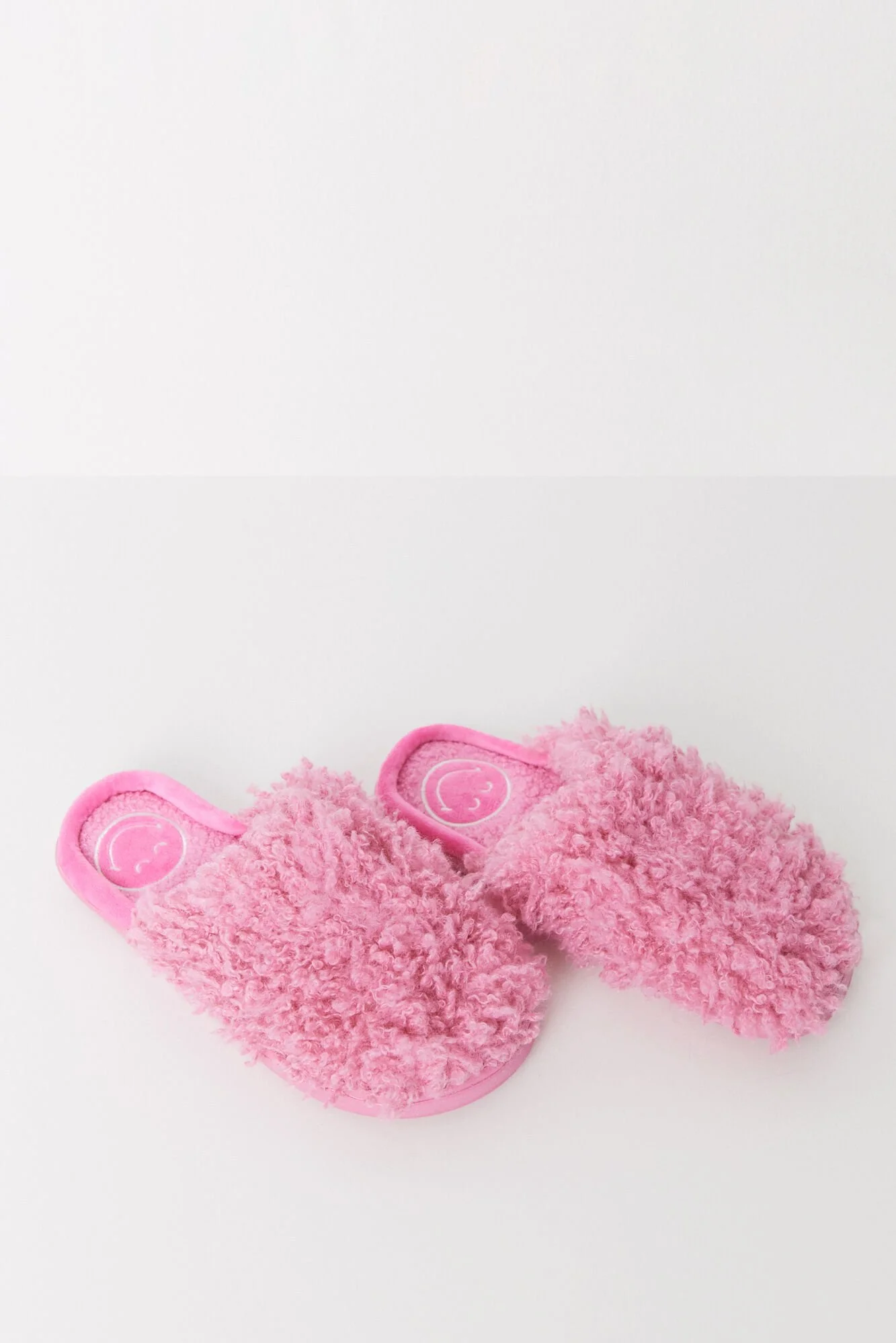 Pink Smiley Fur House Slippers - Image 4