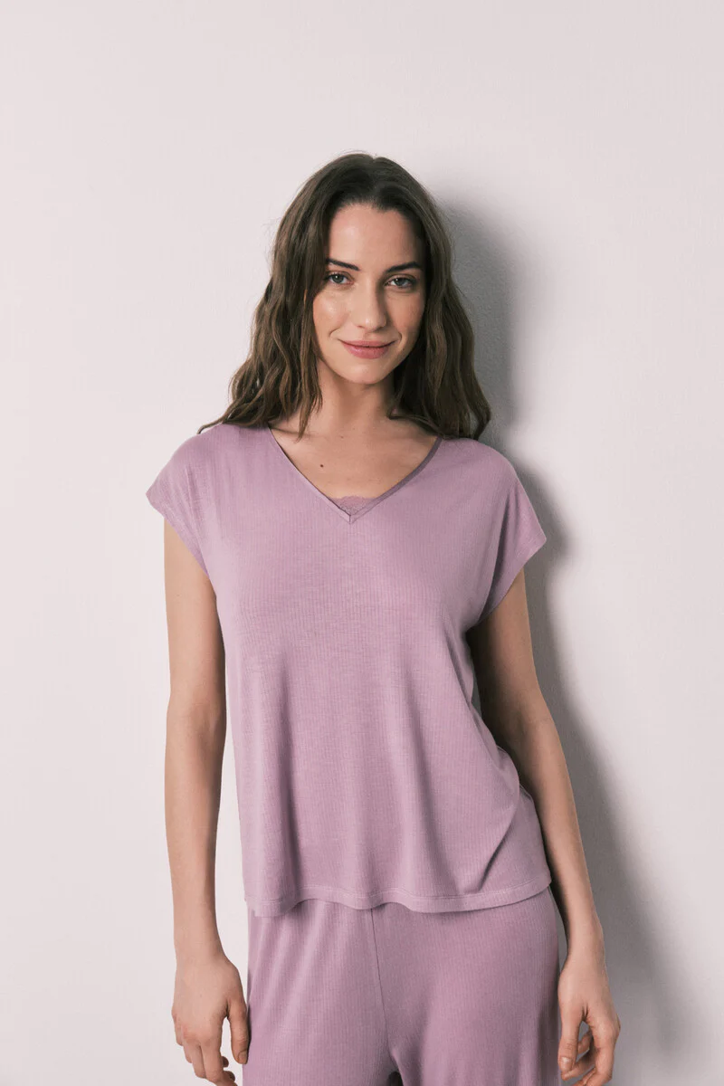 Pink soft-touch viscose Capri pajamas - Image 6