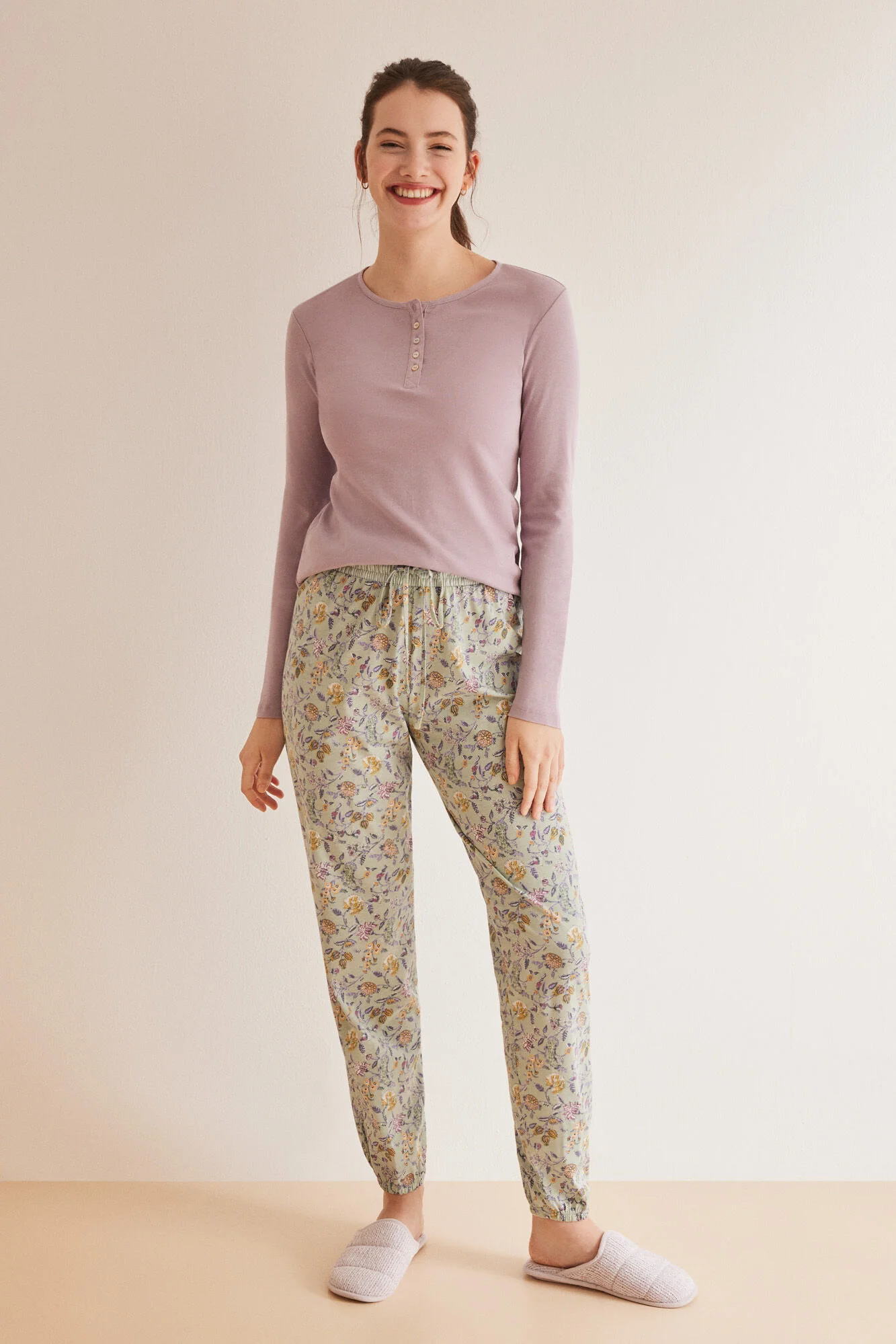 Purple/Lilac 100% cotton long-sleeved top - Image 3