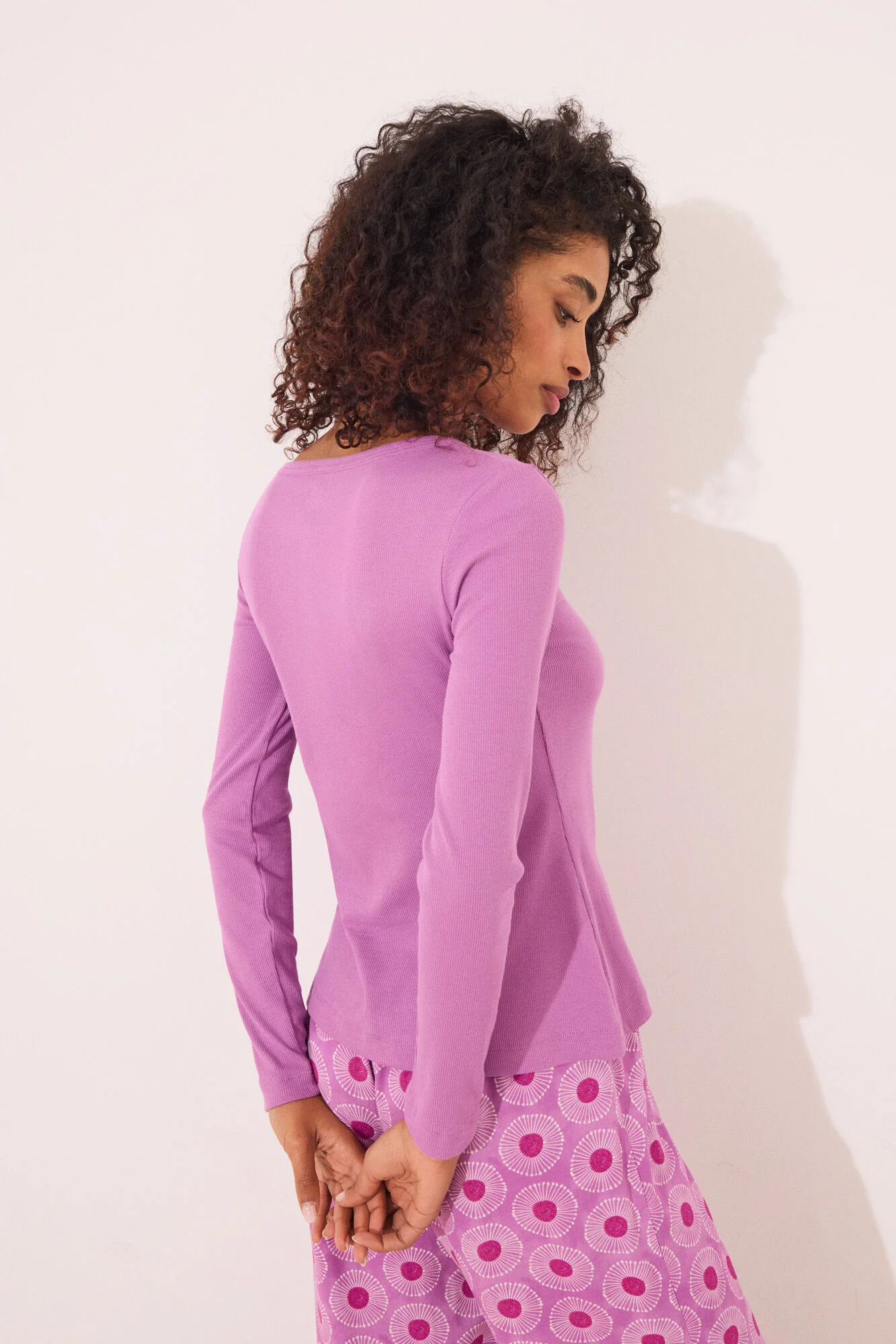 Purple ribbed long sleeve T-shirt - Image 2