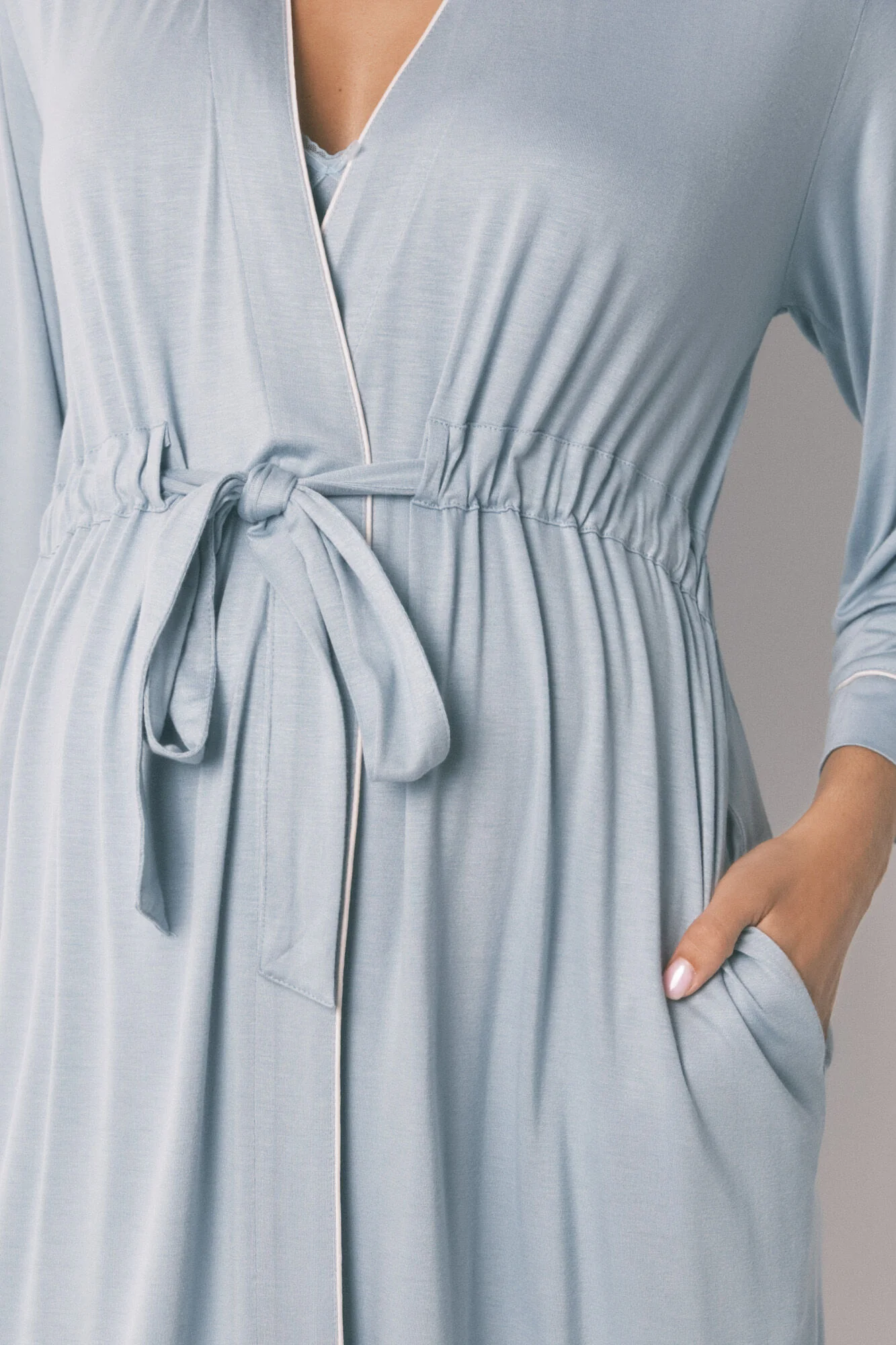 Robe "maternity" light blue soft touch technical gown - Image 2