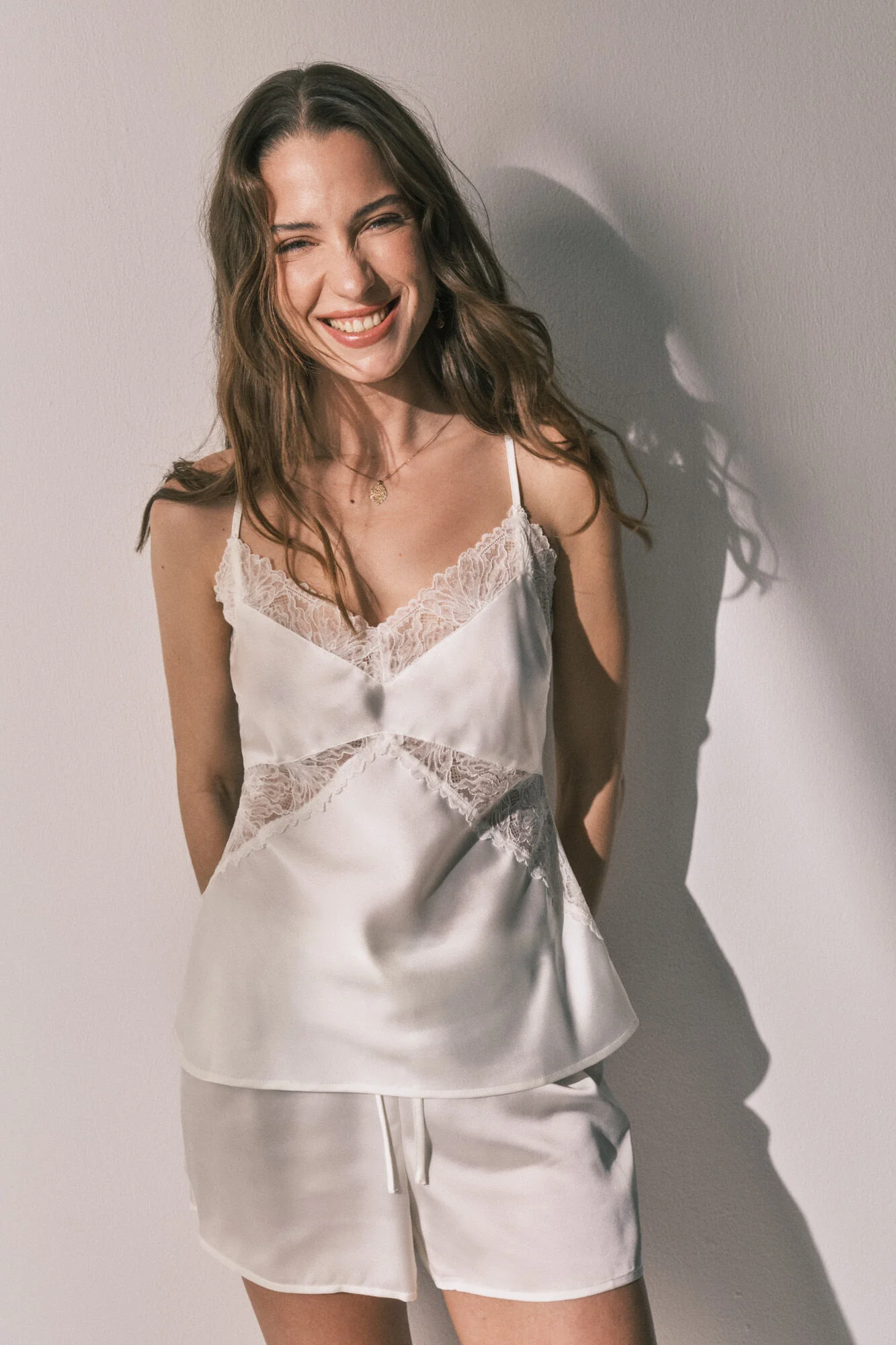 Short satin pyjamas in White - Image 7