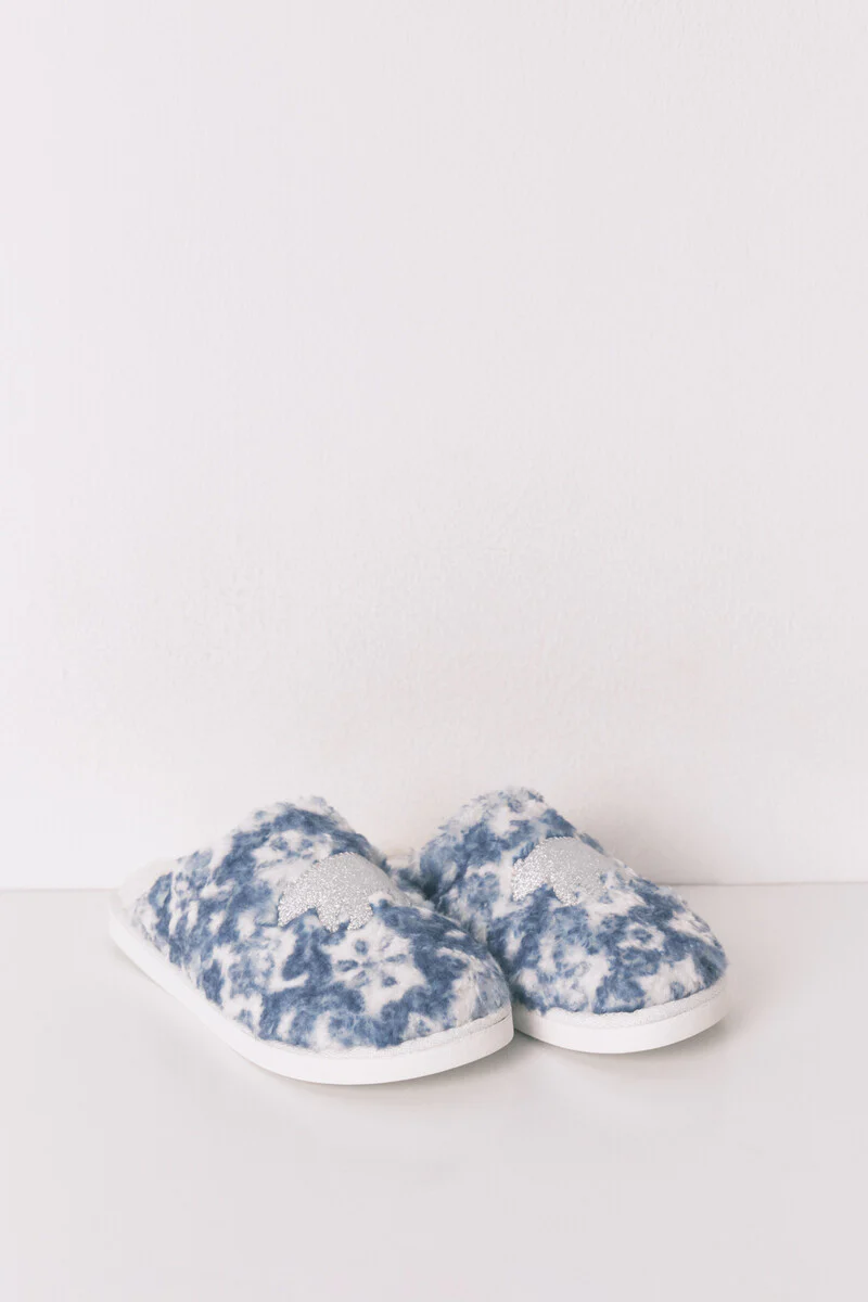Slippers with glitter faux shearling patch - Image 5