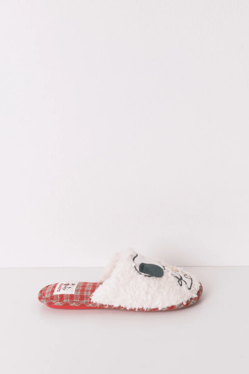 Snoopy plaid faux shearling slippers - Image 6