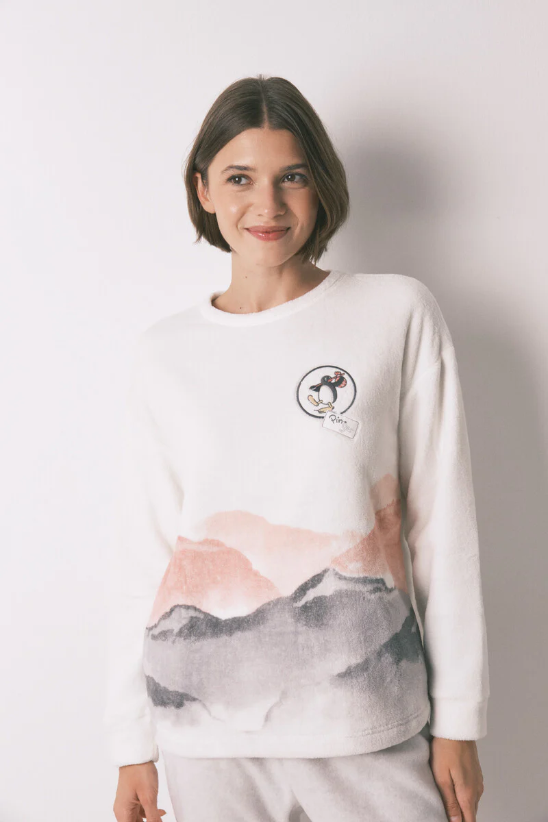 Soft fleece long pyjamas Pingu print - Image 5