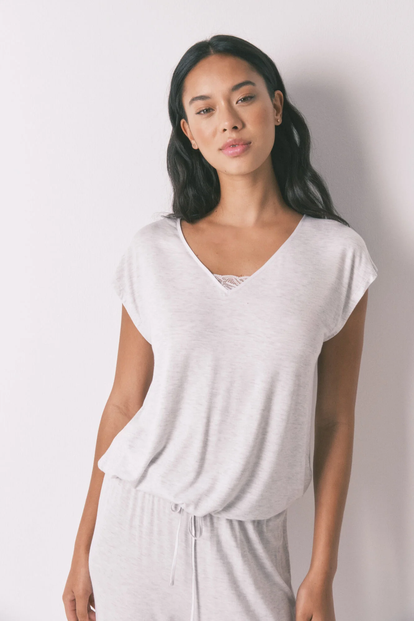 Soft touch gray viscose Capri pyjamas - Image 3