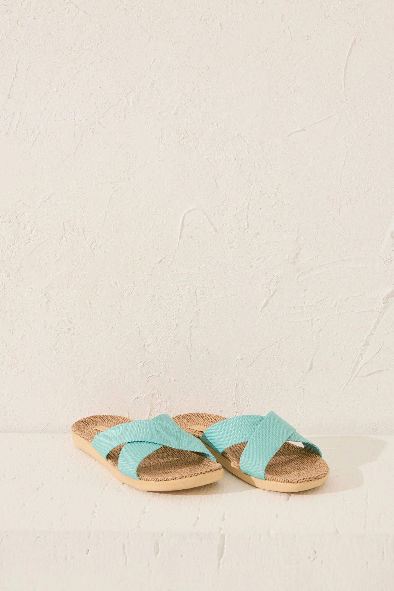Turquoise raffia slippers - Image 4