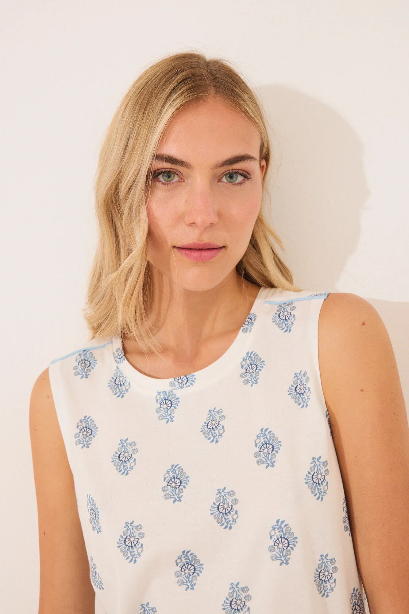 White paisley cotton short pyjamas straps - Image 5