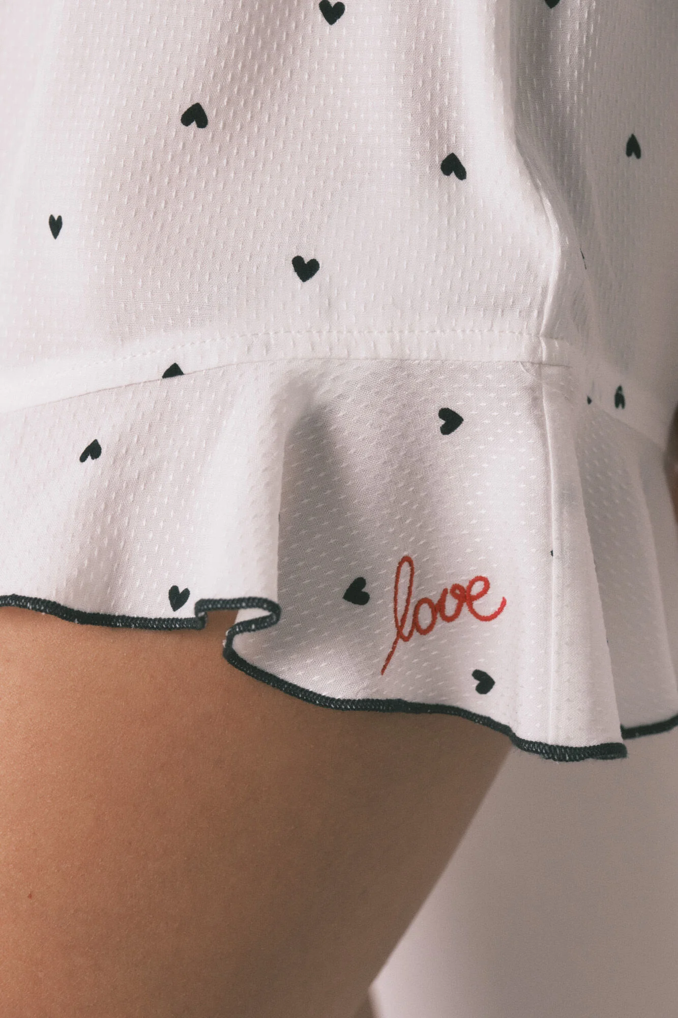 White strappy heart print short pyjamas - Image 3