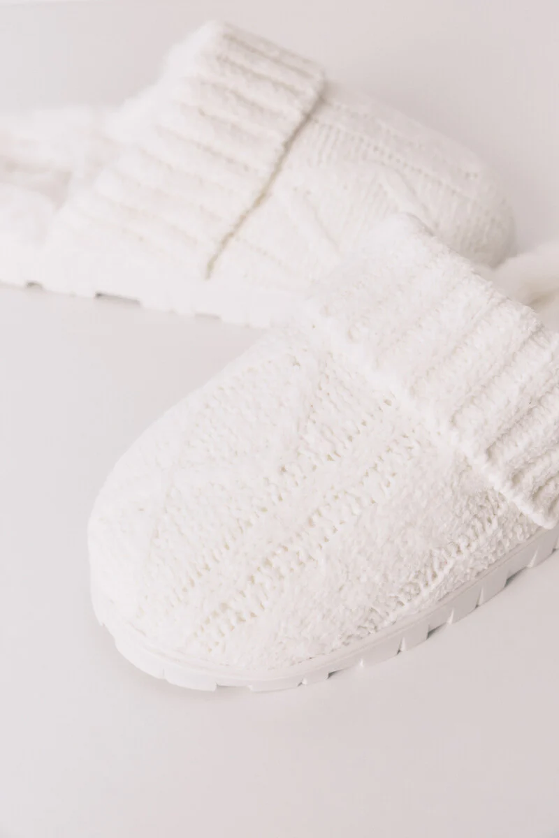 White tricot jersey-knit slippers - Image 3