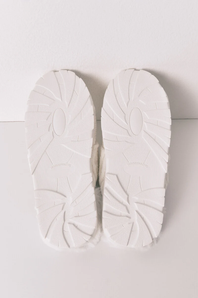 White tricot jersey-knit slippers - Image 5