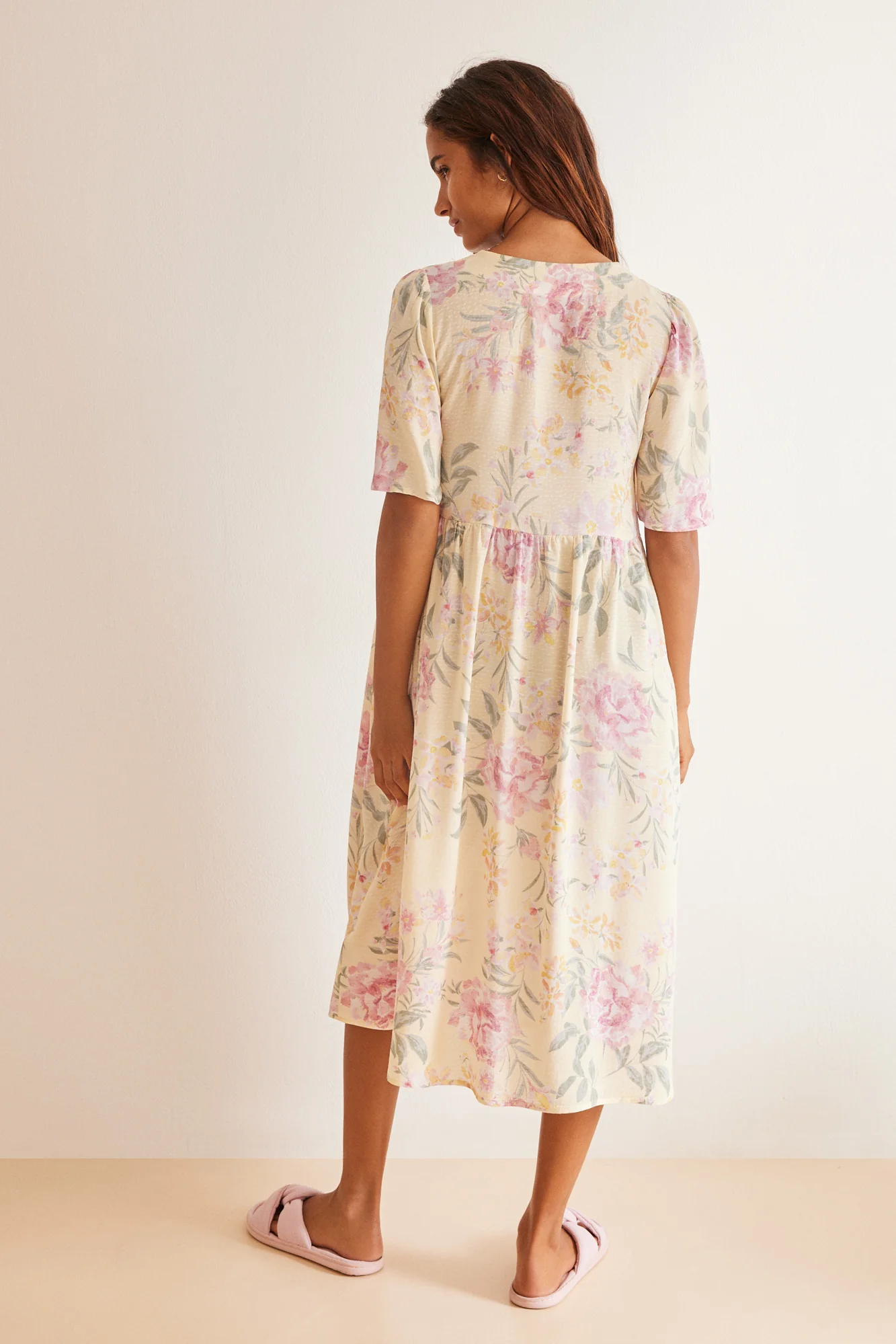 Floral print viscose midi dress - Image 3
